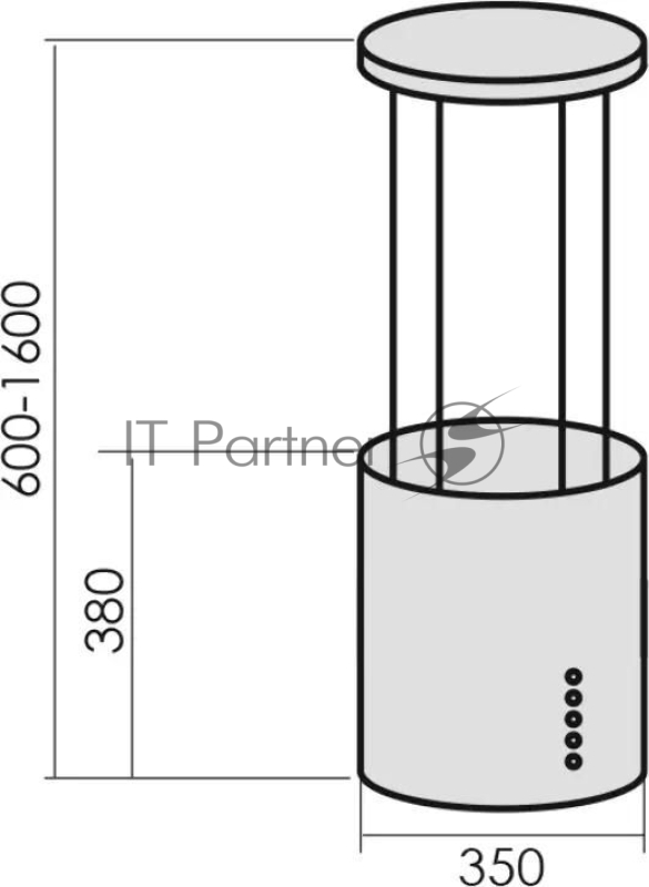 Вытяжка каминная MBS Petunia 135 Island Inox нержавеющая сталь управление: кнопочное (1 мотор)