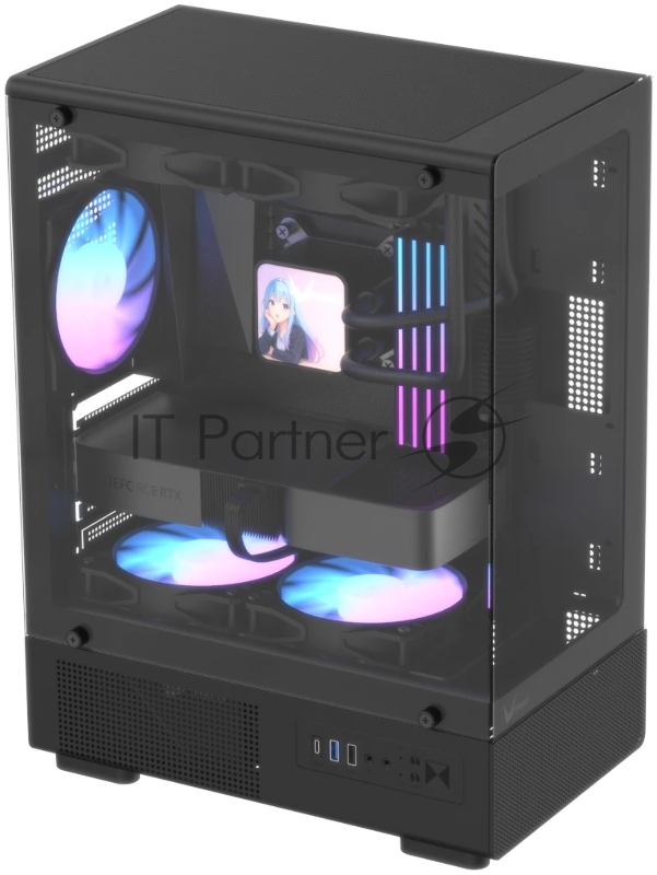 Корпус Formula Crystal Z1CM Plus AR v2 черный без БП mATX 5x120mm 1xUSB3.0 audio bott PSU