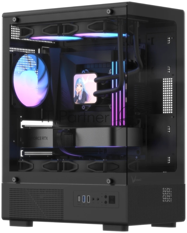 Корпус Formula Crystal Z1CM Plus AR v2 черный без БП mATX 5x120mm 1xUSB3.0 audio bott PSU