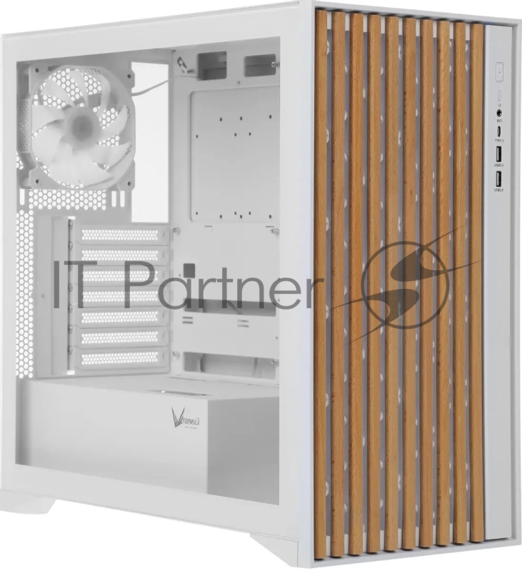 Корпус Formula V Line TimberLine T0 White, ATX, wood+plastic front, TYPE-C*1, USB3.0*2, FRONT 3x120mm FRGB, REAR 1x120mm FRGB