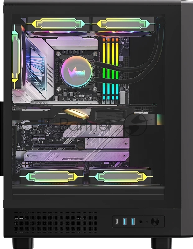 Компьютерный корпус Formula V Line MANA Dynamic Black AR, ATX, TYPE-C*1, USB3.0*2, FRONT 3x120mm ARGB, REAR 1x120mm ARGB