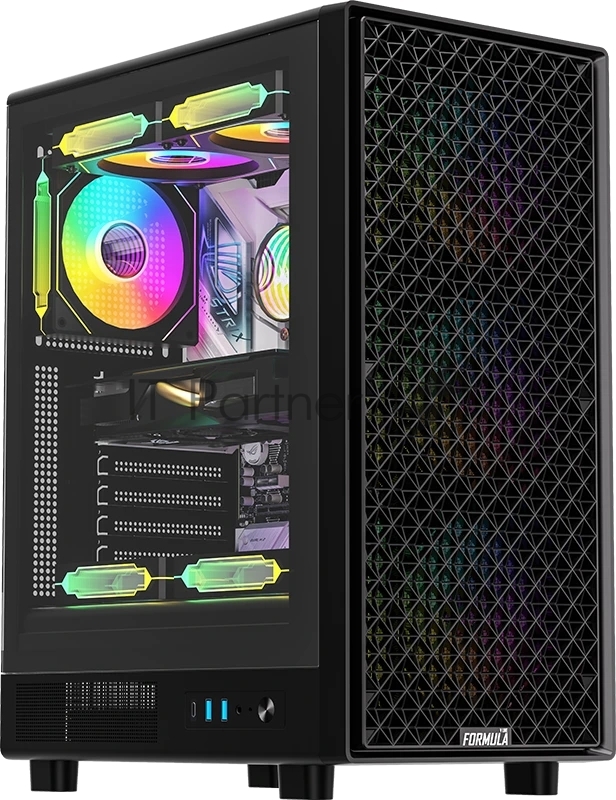 Компьютерный корпус Formula V Line MANA Dynamic Black AR, ATX, TYPE-C*1, USB3.0*2, FRONT 3x120mm ARGB, REAR 1x120mm ARGB