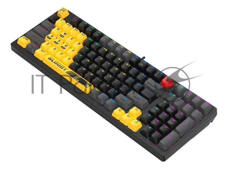 Клавиатура проводная A4Tech Bloody S98 механическая желтый/серый USB for gamer LED (SPORTS LIME)