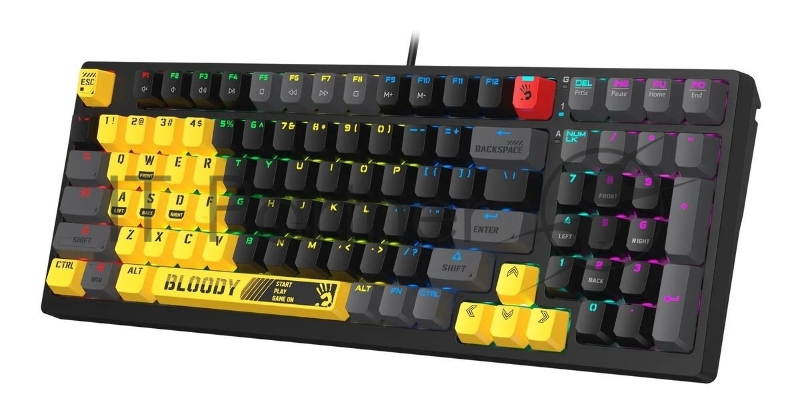 Клавиатура проводная A4Tech Bloody S98 механическая желтый/серый USB for gamer LED (SPORTS LIME)