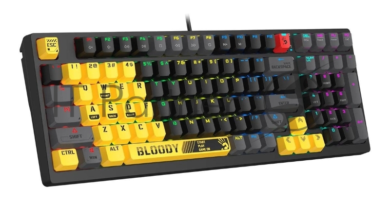 Клавиатура проводная A4Tech Bloody S98 механическая желтый/серый USB for gamer LED (SPORTS LIME)
