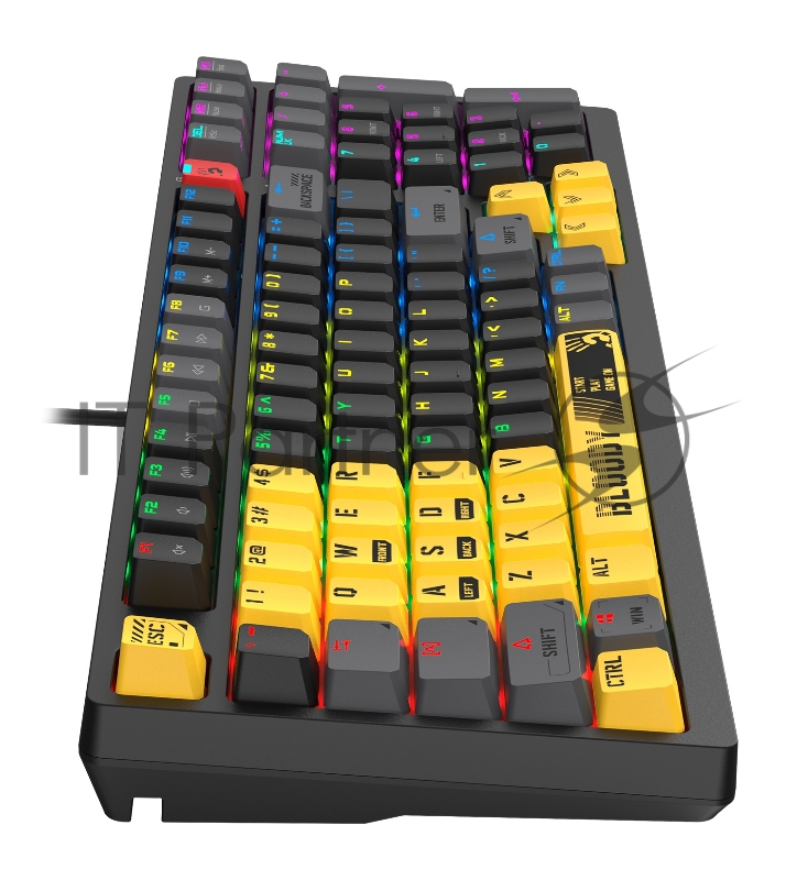 Клавиатура проводная A4Tech Bloody S98 механическая желтый/серый USB for gamer LED (SPORTS LIME)