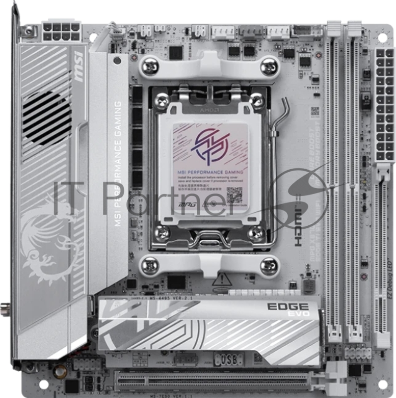Материнская плата MSI MPG X870I EDGE TI EVO WIFI X870, AM5, 2*DDR5, 1*PCIEx16, 1*M.2, 2*TypeC, 5*USB3.2Gen2, 2*USB3.2Gen1, 2*USB2.0, 2*SATA3.0, 5G, 2*Type-C(DP), HDMI, ITX, RTL