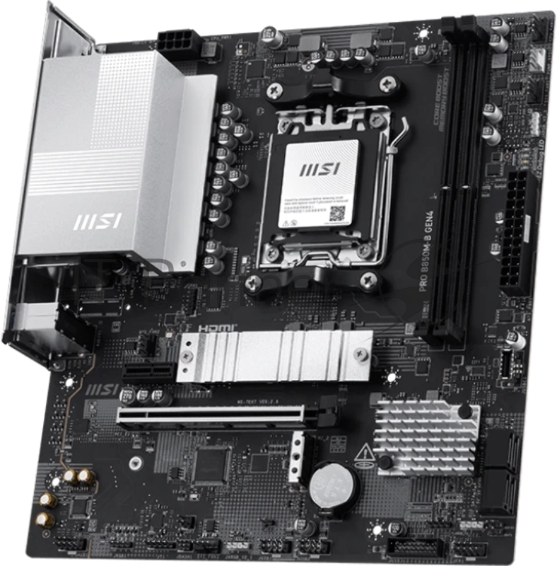 Материнская плата MSI PRO B850M-B GEN4 B850, AM5, 2*DDR5, 1*PCIEx16, 1*PCIEx1, 2*M.2, 1*TypeC, 4*USB3.2Gen1, 6*USB2.0, 4*SATA3.0, 2.5G, DP, HDMI, M-ATX, RTL