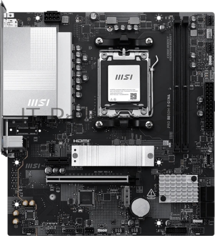 Материнская плата MSI PRO B850M-B GEN4 B850, AM5, 2*DDR5, 1*PCIEx16, 1*PCIEx1, 2*M.2, 1*TypeC, 4*USB3.2Gen1, 6*USB2.0, 4*SATA3.0, 2.5G, DP, HDMI, M-ATX, RTL