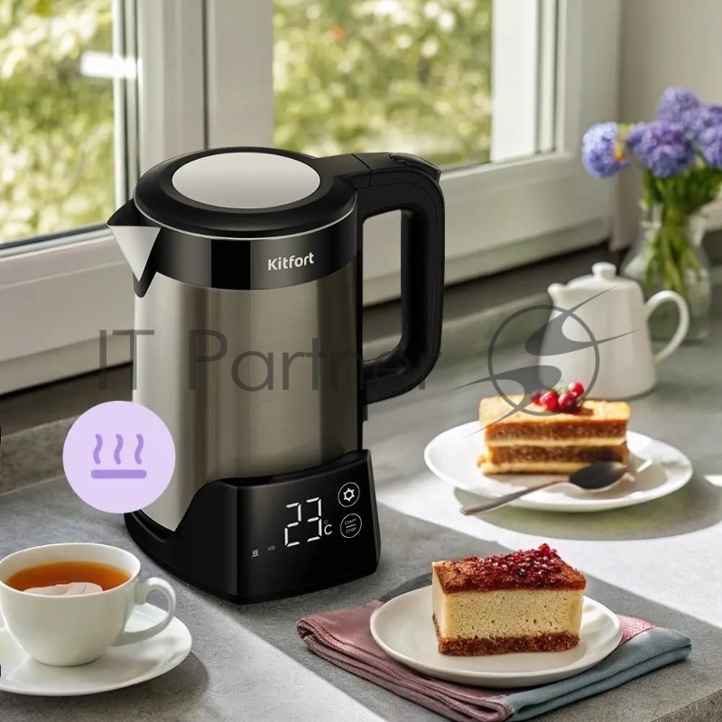Чайник электрический Kitfort КТ-6691 1.5л. 1500Вт черный/нержавеющая сталь корпус: нерж.сталь/пластик