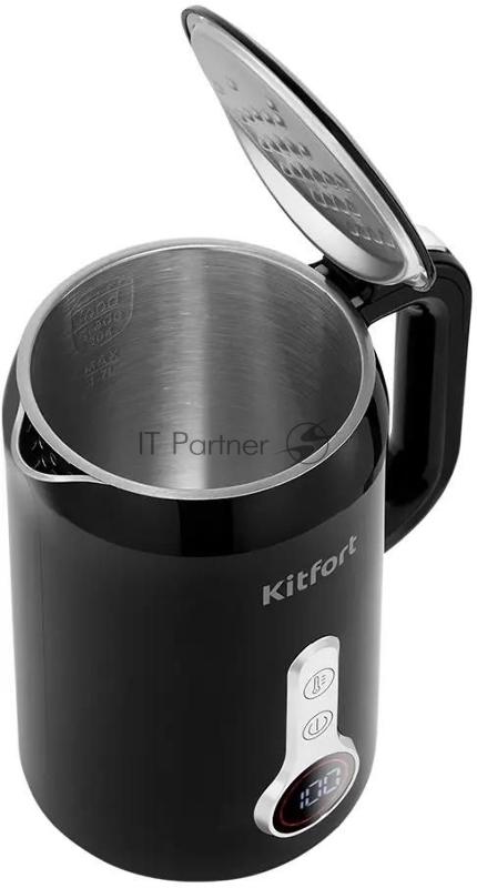 Чайник электрический Kitfort КТ-6701 1.7л. 2200Вт черный корпус: нерж.сталь/пластик