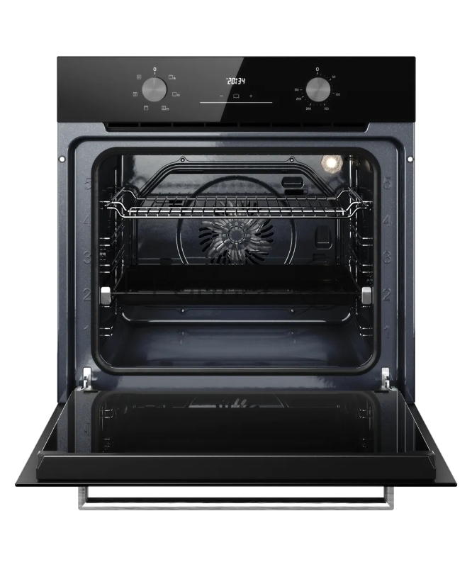 Духовой шкаф Kuppersberg HO 606 X line, High-Tech, 78 л, поворотное управление, дисплей, таймер, 6 режимов, макс. температура 310 градусов, телескопические направляющие (на 1 уровень), цвет черный, цвет фурнитуры нержавеющая сталь