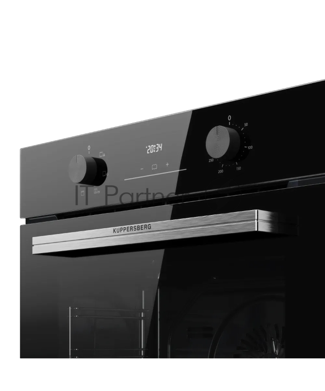 Духовой шкаф Kuppersberg HO 606 X line, High-Tech, 78 л, поворотное управление, дисплей, таймер, 6 режимов, макс. температура 310 градусов, телескопические направляющие (на 1 уровень), цвет черный, цвет фурнитуры нержавеющая сталь