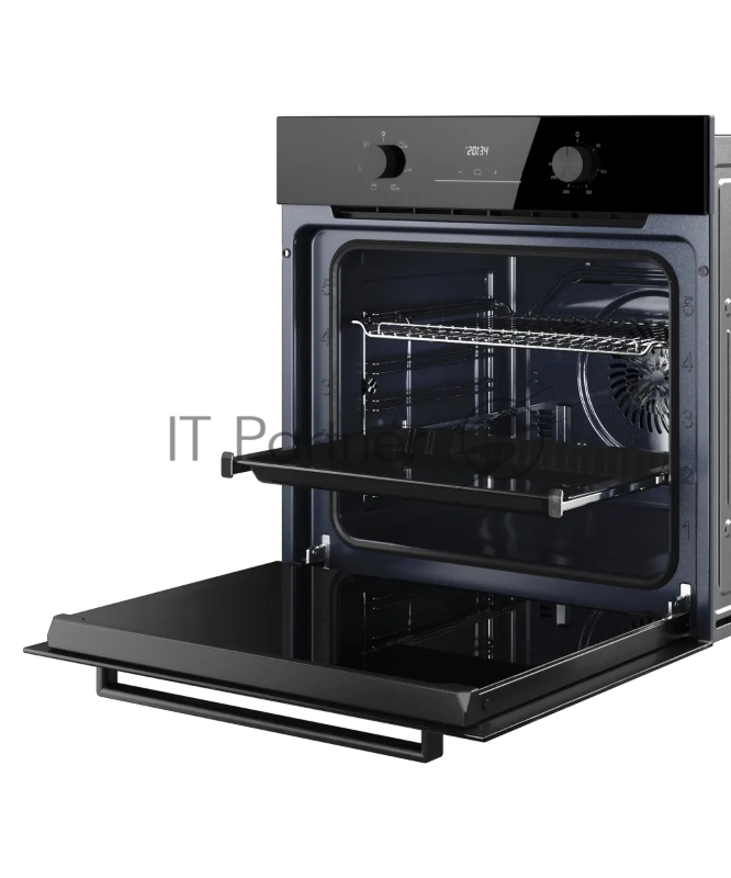 Духовой шкаф Kuppersberg HO 606 Black, High-Tech, 78 л, поворотное управление, дисплей, таймер, 6 режимов, макс. температура 310 градусов, телескопические направляющие (на 1 уровень), цвет черный, цвет фурнитуры черный