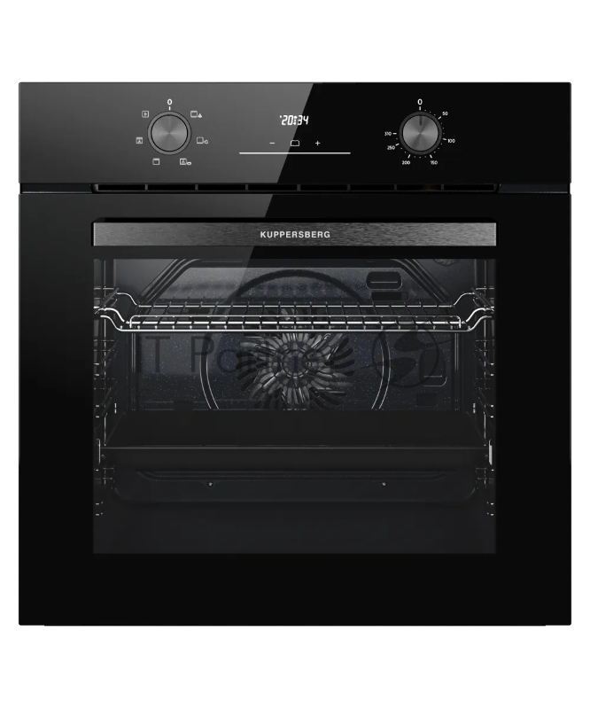 Духовой шкаф Kuppersberg HO 606 P Black, High-Tech, 78 л, поворотное управление, утапливаемые переключатели, дисплей, таймер, 6 режимов, макс. температура 310 градусов, телескопические направляющие (на 1 уровень), цвет черный, цвет фурнитуры черный