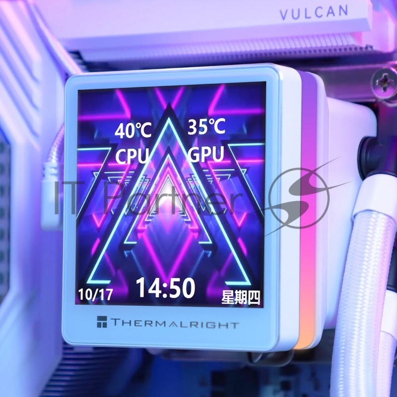 Водяное охлаждение для процессора Thermalright Grand Vision 360 (360mm, LED, White, ARGB/ Fans: 3x120mm, 80.45CFM, 29.4dBA, 2150RPM/ Pump height 72.5mm, 6400RPM, Rad thickness 27mm/ S: 1700, 1200, 1851, 115X, 2011, 2066, AM5, AM4)