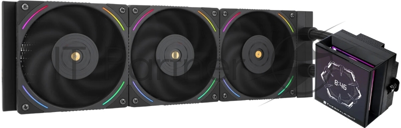 Водяное охлаждение для процессора Thermalright Hyper Vision 360 (360mm, LED, Black, ARGB/ Fans: 3x120mm, 69CFM, 27dBA, 2150RPM/ Pump height 68mm, 6400RPM, Rad thickness 27mm/ S: 1700, 1200, 1851, 115X, 2011, 2066, AM5, AM4)