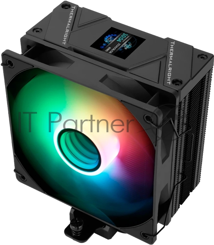 Кулер для процессора Thermalright Assassin Spirit 120 Vision ARGB Black (4-pin PWM, LED temp., 154mm, Al/Cu, 4x6mm, ARGB, 1x120mm, 66.17CFM, 25.6dBA, 1500RPM, S: 1851/1700/1200/115X, AM5/AM4, black)