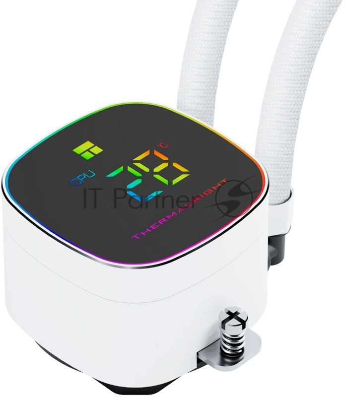 Система жидкостного охлаждения Thermalright Frozen Horizon 240 Digital (240mm, LED temp., White, ARGB/ Fans: 2x120mm, 68.9CFM, 28.2dBA, 2000RPM/ Pump height 53.2mm, Rad thickness 27mm/ S: 1700, 1200, 1851, 115X, AM5, AM4)