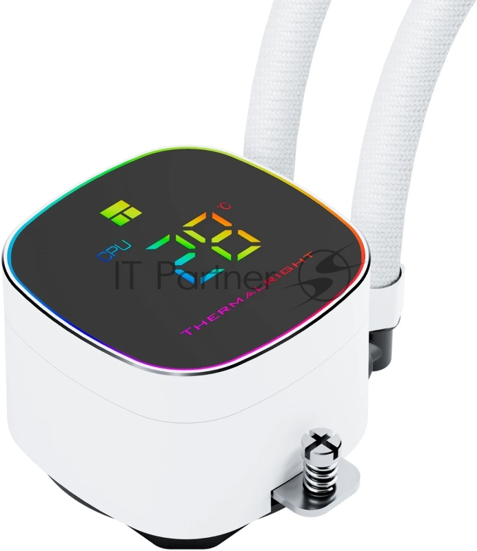 Система жидкостного охлаждения Thermalright Frozen Horizon 360 Digital (360mm, LED temp., White, ARGB/ Fans: 3x120mm, 68.9CFM, 28.2dBA, 2000RPM/ Pump height 53.2mm, Rad thickness 27mm/ S: 1700, 1200, 1851, 115X, AM5, AM4)