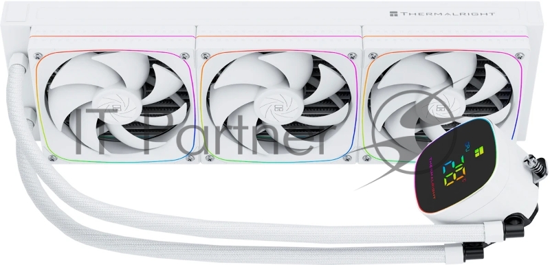 Система жидкостного охлаждения Thermalright Frozen Horizon 360 Digital (360mm, LED temp., White, ARGB/ Fans: 3x120mm, 68.9CFM, 28.2dBA, 2000RPM/ Pump height 53.2mm, Rad thickness 27mm/ S: 1700, 1200, 1851, 115X, AM5, AM4)