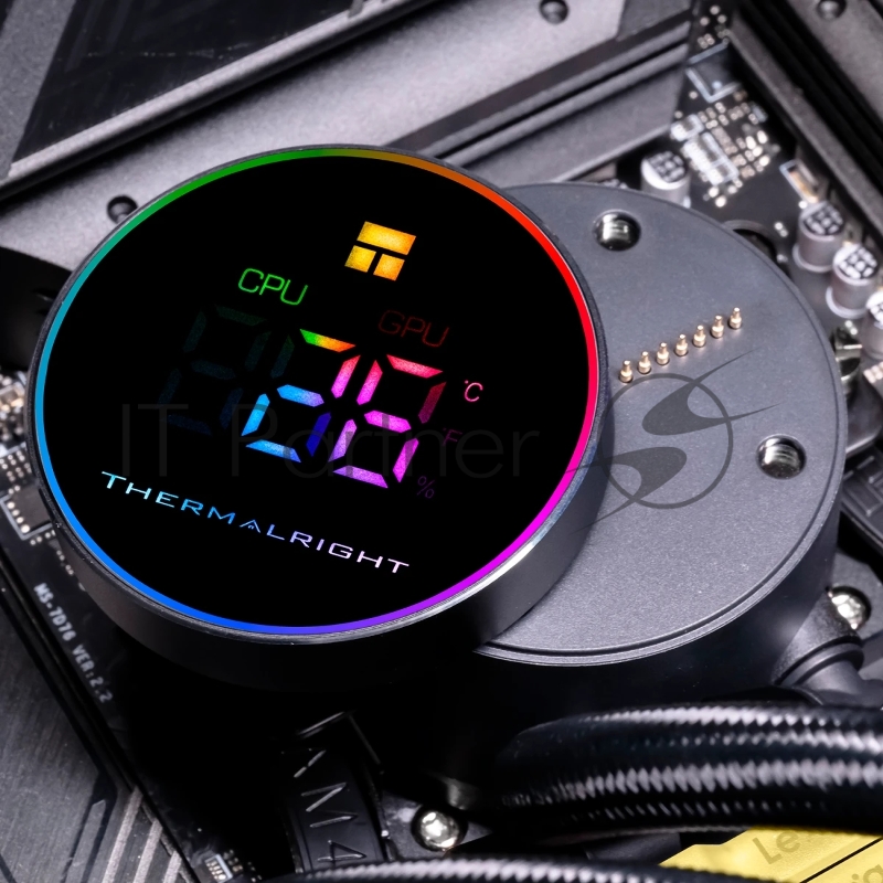 Система жидкостного охлаждения Thermalright Frozen Magic 360 Digital V2 (360mm, LED temp., Black, ARGB/ Fans: 3x120mm, 68.9CFM, 28.2dBA, 2000RPM/ Pump height 54.4mm, Rad thickness 27mm/ S: 1700, 1200, 1851, 115X, AM5, AM4)