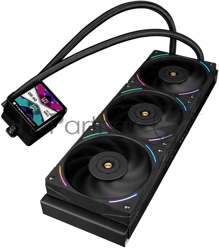 Система жидкостного охлаждения Thermalright Frozen Vision 360 V2 (360mm, LED, Black, ARGB/ Fans: 3x120mm, 69CFM, 27dBA, 2150RPM/ Pump height 60mm, 23dBA, 3000RPM, Rad thickness 27mm/ S: 1700, 1200, 1851, 115X, 2011, 2066, AM5, AM4)