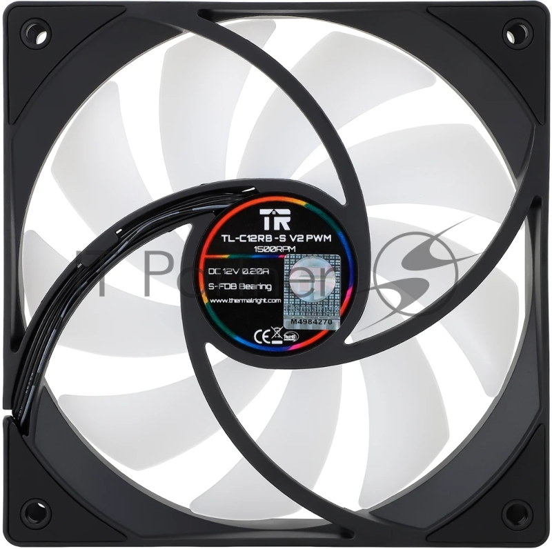 Кулер для корпуса Thermalright TL-C12RB-S V2 Reverse (120x120x25mm, 4-pin PWM, ARGB, 58CFM, 25.6dBA, 1500RPM, Black)