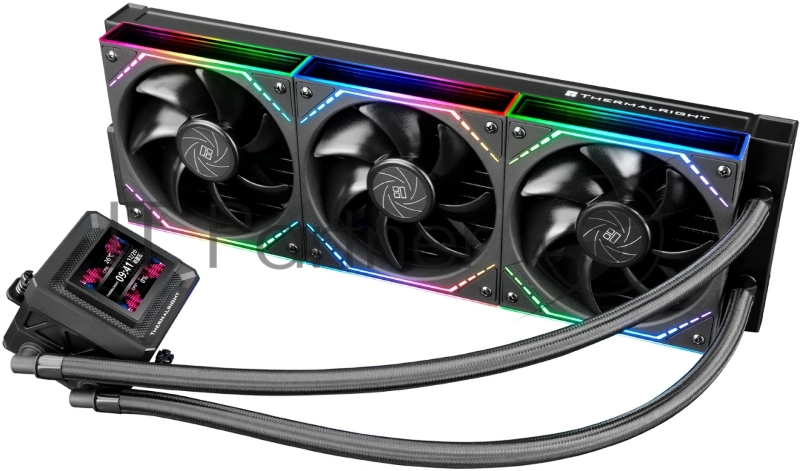 Водяное охлаждение для процессора Thermalright Frozen Warframe SE 360 ARGB V2 (360mm, LED temp., Black, ARGB/ Fans: 3x120mm, 68.9CFM, 28.2dBA, 2000RPM/ Pump height 59mm, Rad thickness 27mm/ S: 1851, 1700, 1200, 115X, AM5, AM4)
