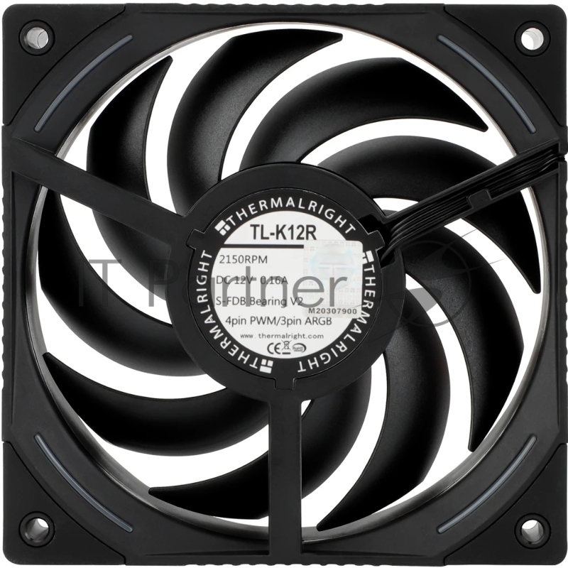 Кулер для корпуса Thermalright TL-K12R Reverse (120x120x25mm, 4-pin PWM, ARGB, 69CFM, 27dBA, 2150RPM, Black)
