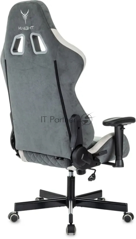 Кресло игровое Knight Regal Fabric серый/светло-серый иск.замша крестов. металл