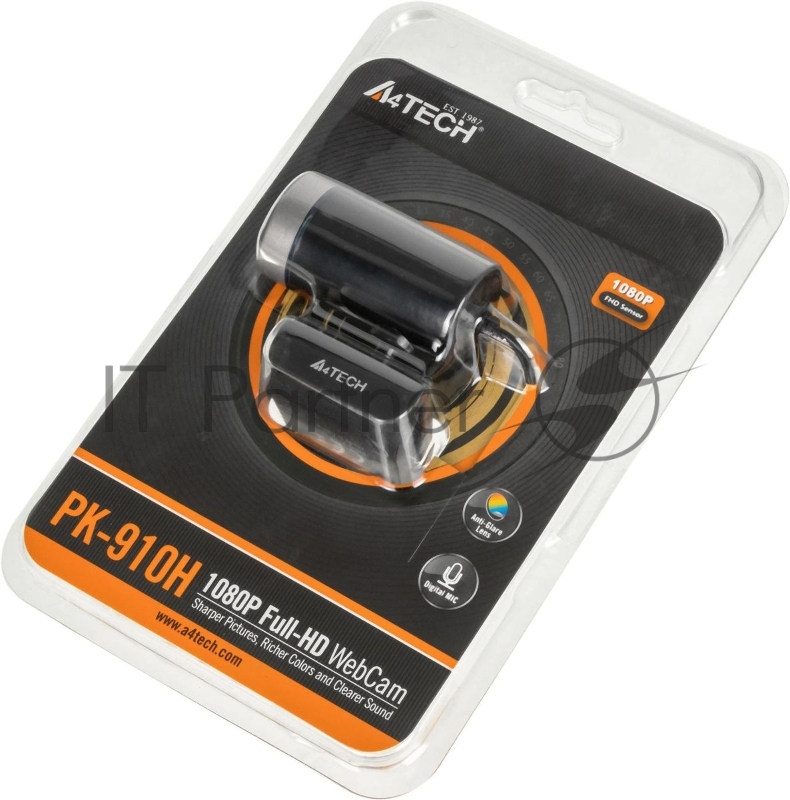 Веб-камера A4Tech PK-910H 1920x1080, с микрофоном, черный