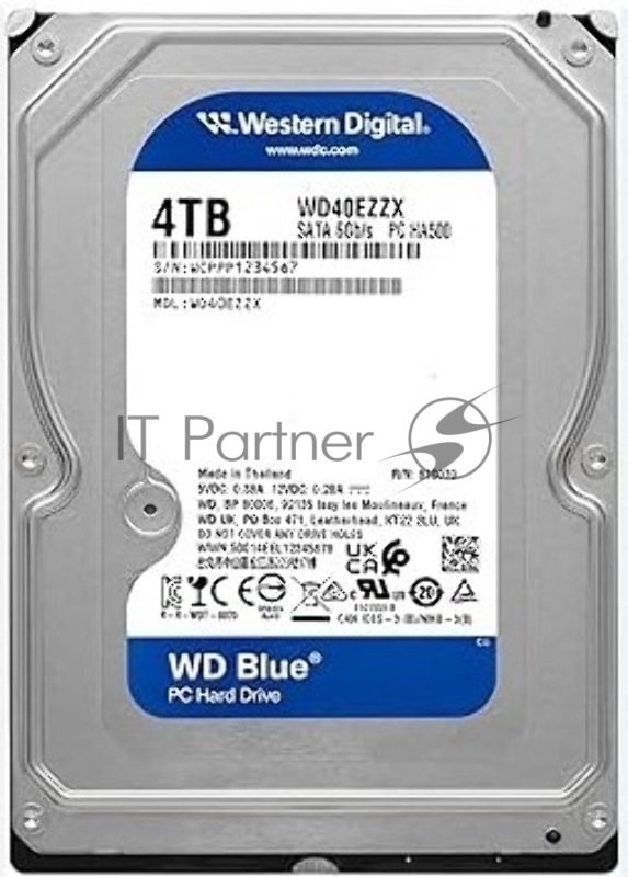 Жесткий диск/ HDD WD SATA3 4TB Blue 5400 RPM 128Mb 1 year warranty (replacement WD40EZAZ, WD40EZAX, WD20EARZ, WD20EZAZ, ST2000DM005)
