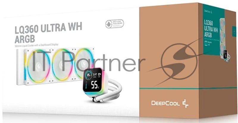Система водяного охлаждения Deepcool LQ360 Ultra ARGB Soc-AM5/AM4/1200/1700/1851 белый 4-pin 38.71dB Al LCD 350W 1900gr Ret (R-LQ360-WHASMC-G-1)