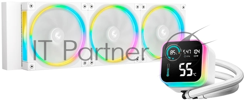 Система водяного охлаждения Deepcool LQ360 Ultra ARGB Soc-AM5/AM4/1200/1700/1851 белый 4-pin 38.71dB Al LCD 350W 1900gr Ret (R-LQ360-WHASMC-G-1)