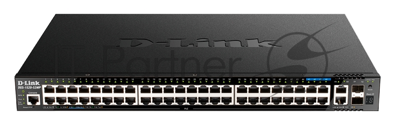 Коммутатор D-Link DGS-1520-52MP/A2A (L3) 48x1Гбит/с 2x10Гбит/с 4x2.5Гбит/с 2SFP+ 48PoE+ 370W управляемый