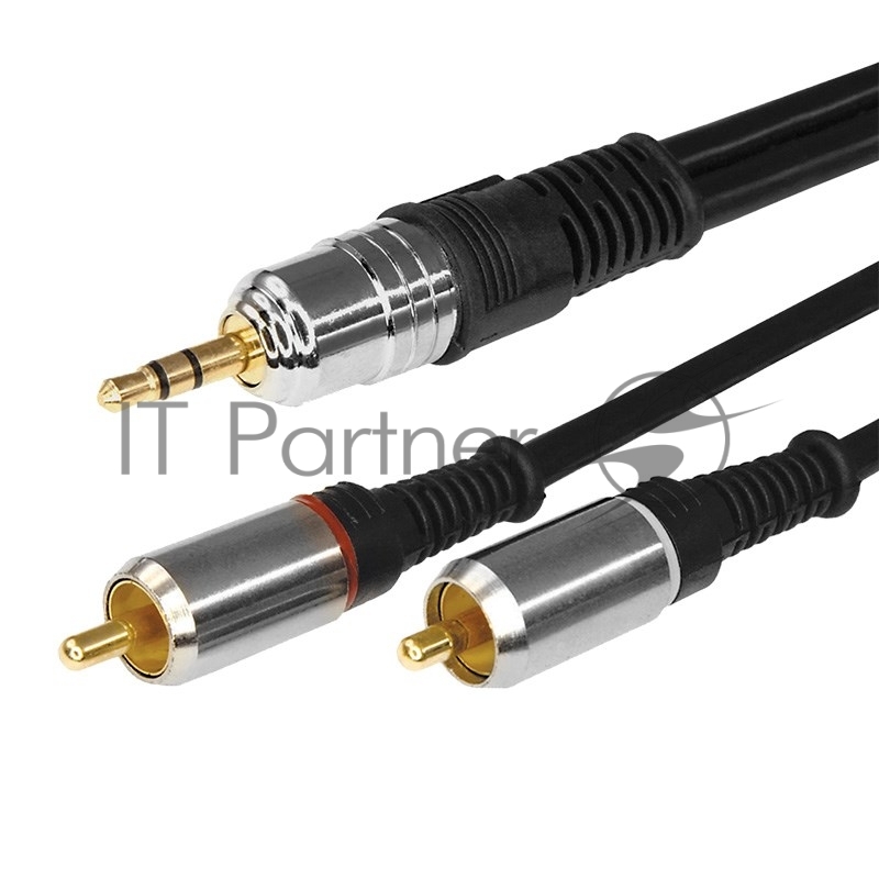 Шнур Rexant Стерео 3,5 мм - 2 RCA длина 1,5 метра (GOLD-металл)