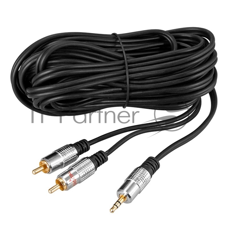 Шнур Rexant Стерео 3,5 мм - 2 RCA 5 м (GOLD-металл)