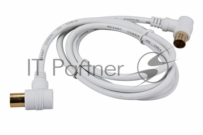 Шнур Rexant ТВ гнездо - ТВ штекер, угловой, 3 м, белый