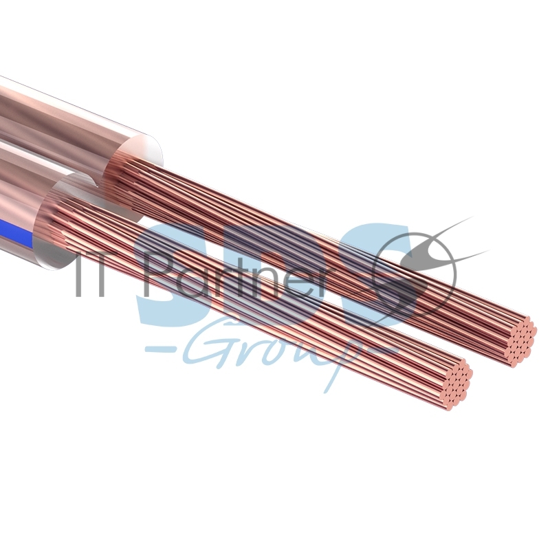 Кабель акустический Rexant 2х0,50 мм², прозрачный BLUELINE, мини-бухта 20 м