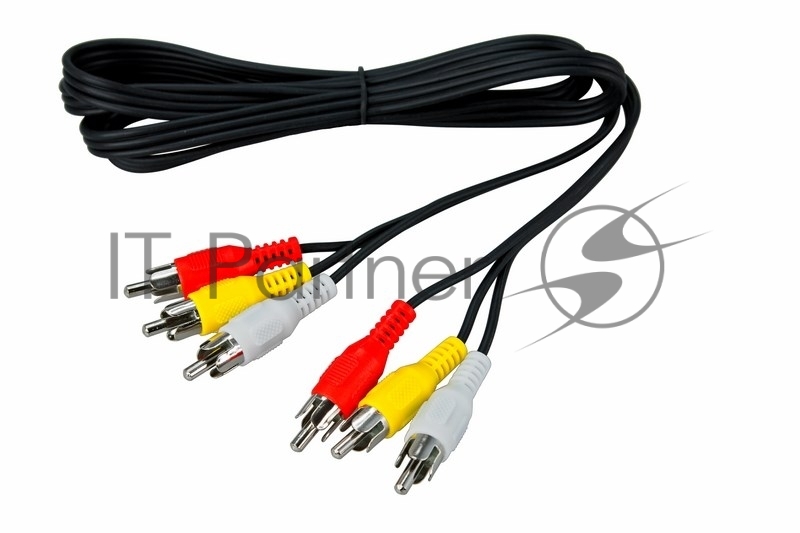 Шнур Rexant 3 RCA - 3 RCA, 1.5 м, черный (10 шт./уп.)