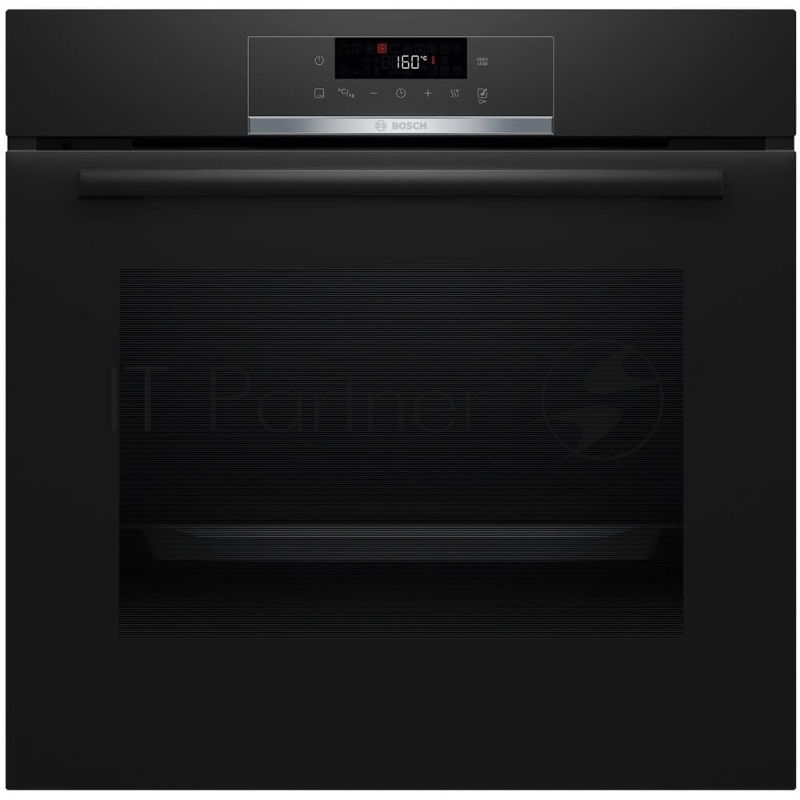 Встраиваемый духовой шкаф с добавлением пара Bosch HQG572EB3 Serie 4, Auto Pilot 15, объем 71 л , 9 режимов нагрева, 3D Hotair, Soft move door,телескопические направляющие 1уровень,гидролиз и пиролиз, сенсорное управление,цвет черный+профиль из нержа
