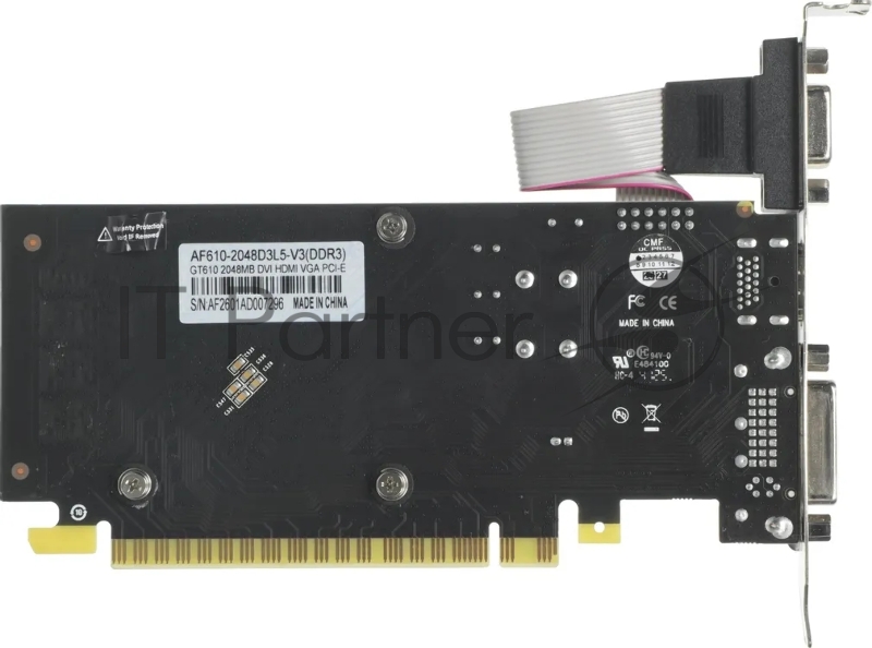 Видеокарта Afox PCI-E 3.0 AF610-2048D3L5-V3 NVIDIA GeForce GT 610 2Gb 64bit GDDR3 810/1333 DVIx1 HDMIx1 CRTx1 HDCP Ret low profile