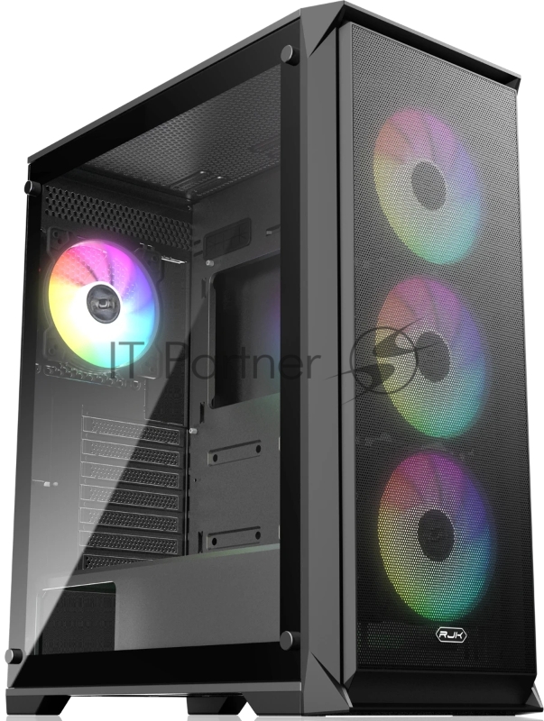 Корпус без блока питания Raijintek ARCADIA 41-MS4, Midi-Tower, TG, 1x120mm + 3x120mm ARGB, 2xUSB-A 3.0 + 1xUSB-C, ATX, mATX, mITX Black