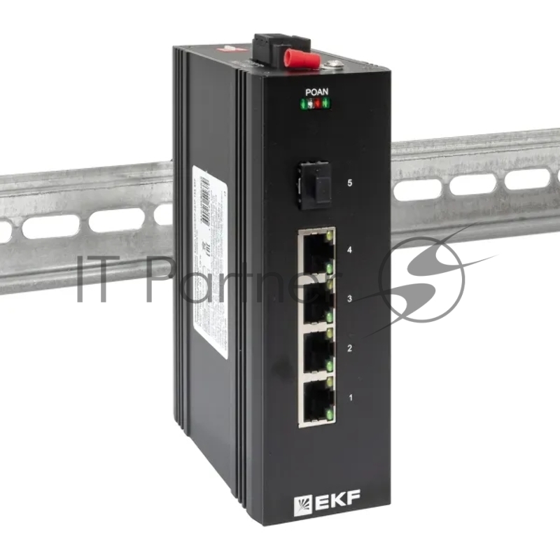 Коммутатор промышленный неуправляемый EKF TSX-U-1GX/SFP-4GTP U-1GX/SFP-4GTP 1 порт 1000Base-X SFP 4 порта 10/100/1000Base-T(X) RJ45 c PoE монтаж на DI
