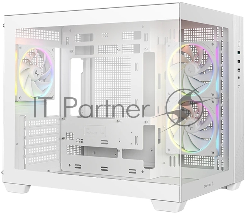 Компьютерный корпус Deepcool CG330 3F WH без БП, боковое окно (панорама), 3x120mm ARGB PWM вентилятора, белый, mATX (R-CG330-BKNGM3-G)