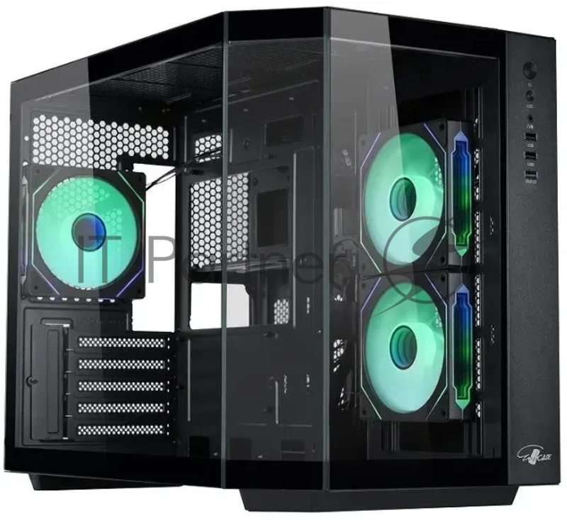 Корпус mATX Eurocase M2771 black, без БП, закаленное стекло 2 стороны