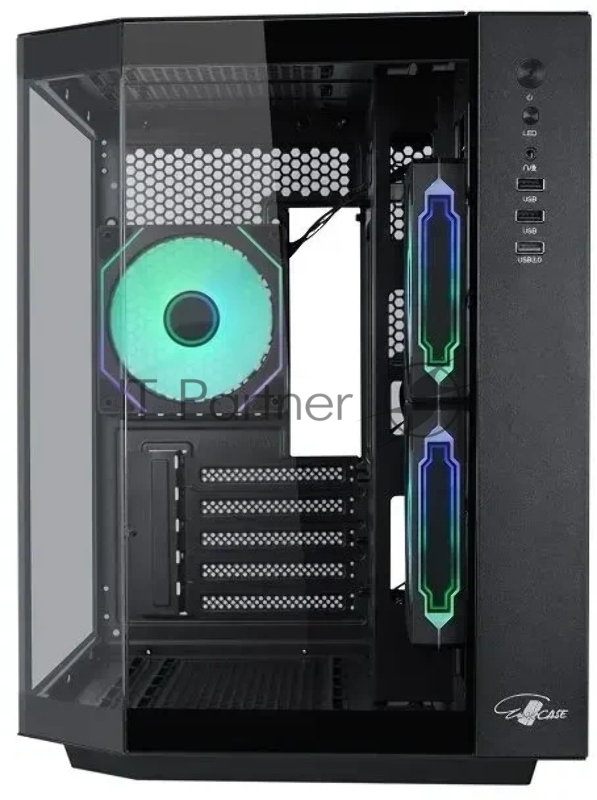 Корпус mATX Eurocase M2771 black, без БП, закаленное стекло 2 стороны
