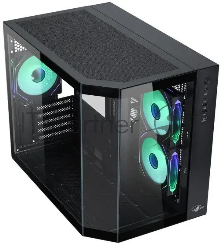 Корпус mATX Eurocase M2771 black, без БП, закаленное стекло 2 стороны