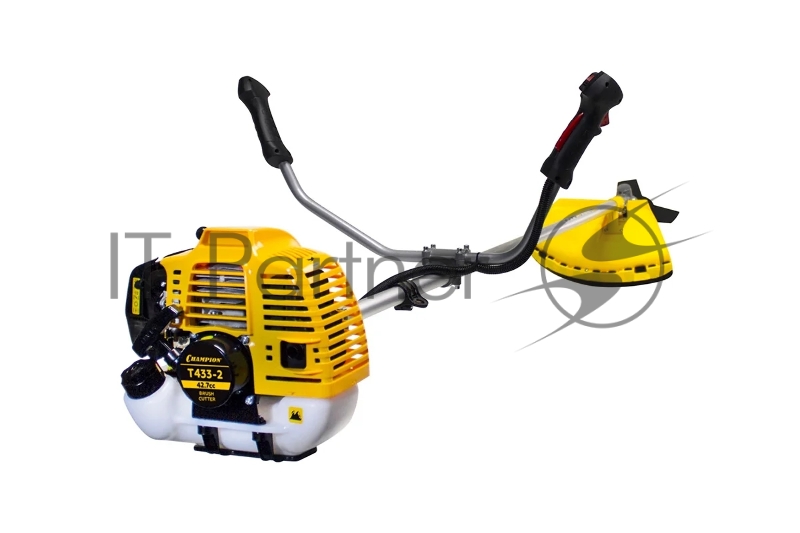 Триммер бензиновый Champion T433-2 переносной 2х тактный двигатель, 43 см³, 1.7 л.с. ширина скашивания: 40 см в комплекте: леска (3 мм), нож, плечевой ремень вес: 8.3 кг бак на 0.95 л прямая штанга уровень шума 102 дБ